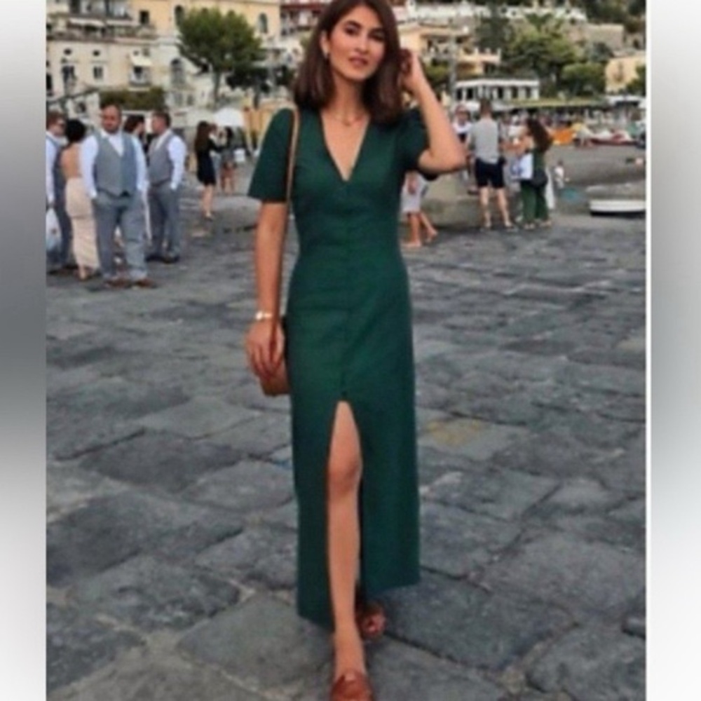 Zara Deep Green Midi Dress with Slit